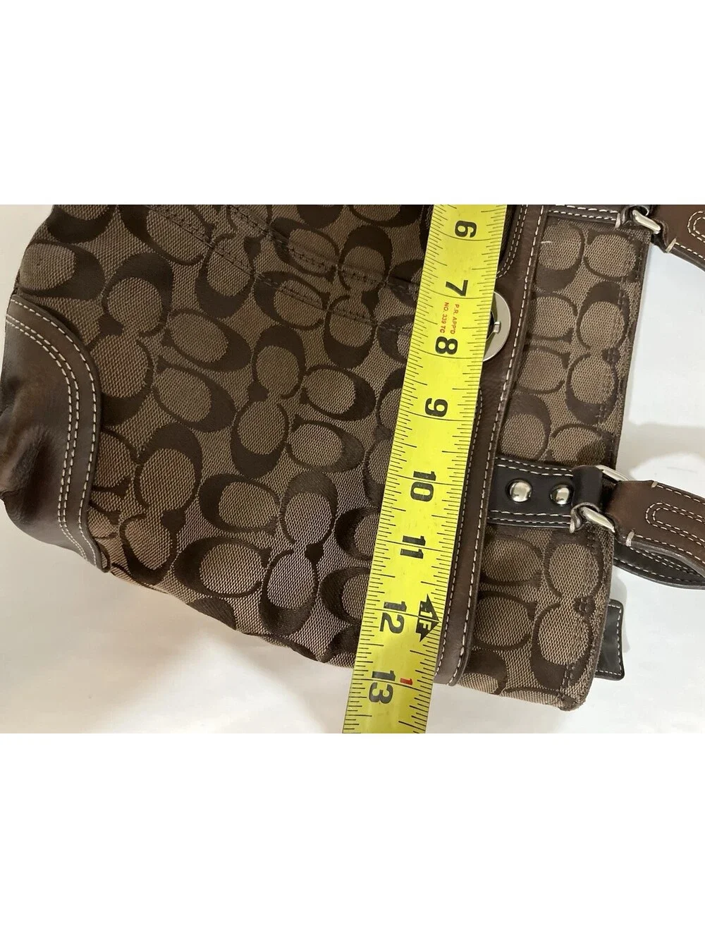 Vintage Coach Brown Hampton Signature Jaquard Medium Shoulder Bag